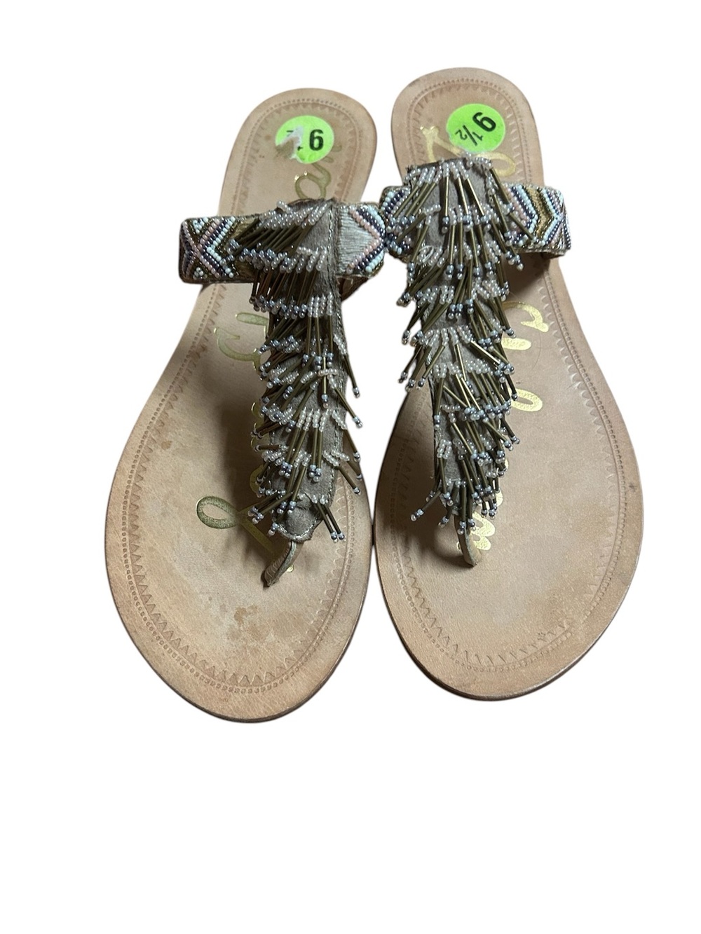Sam Edelman Beaded Tassel Thong Sandals - Nude